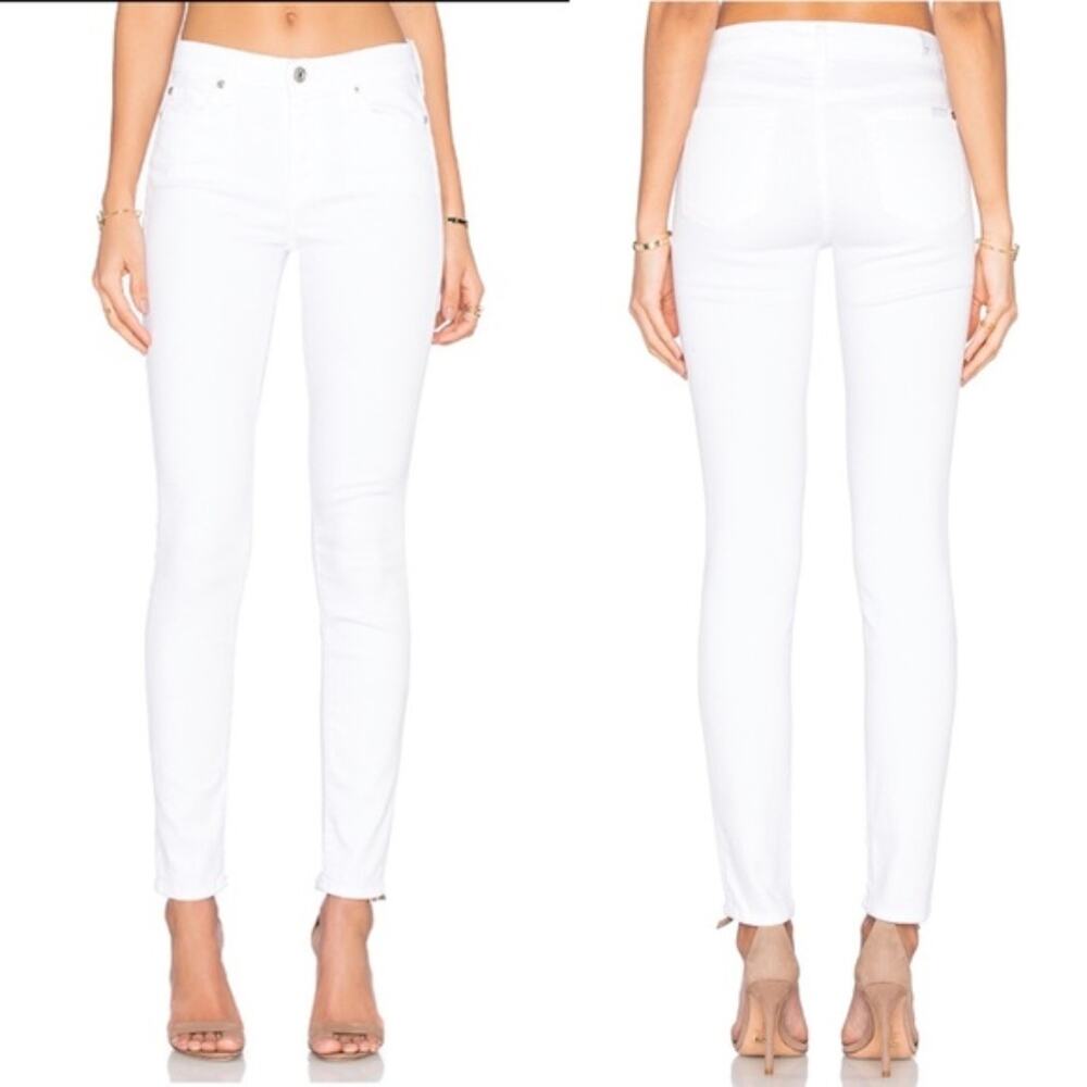 NWT 7 For All Mankind White Skinny Jeans Mid Rise Classic Stretch Ankle Size 24